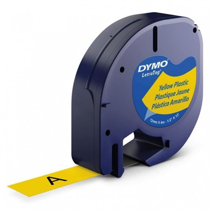 Banda adeziva Dymo S0721620 (LetraTag), Plastic, 12mm x 4m, Black on yellow