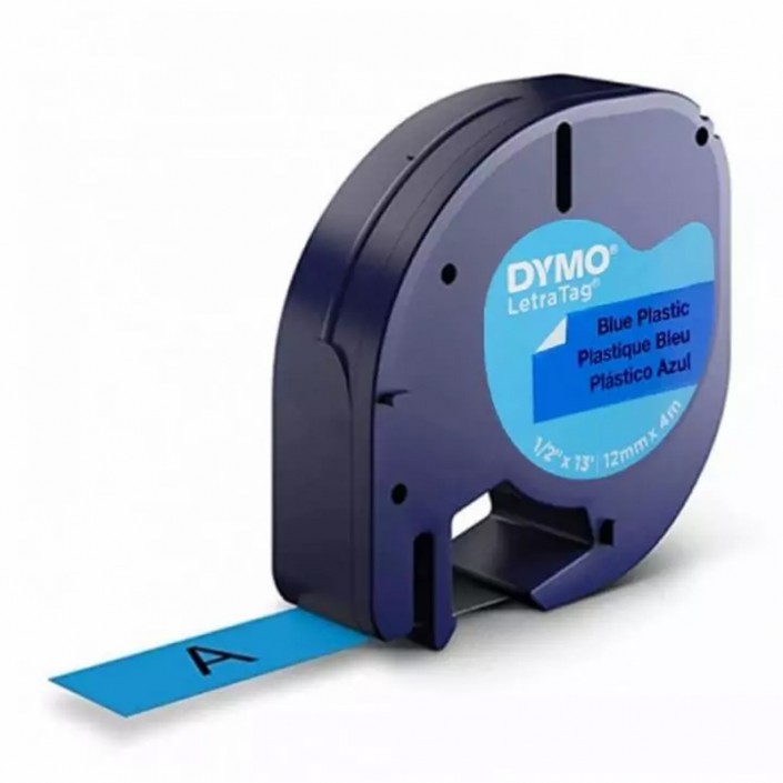 Banda adeziva Dymo S0721650 (LetraTag), Plastic, 12mm x 4m, Black on blue
