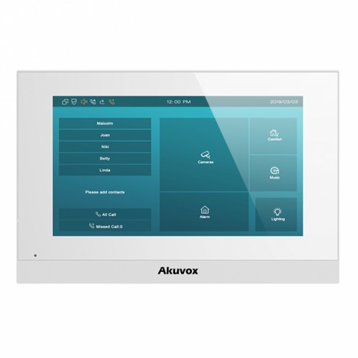 Monitor Akuvox C313S White pentru interfon video IP, 7inch, LCD Touch, PoE, 12V
