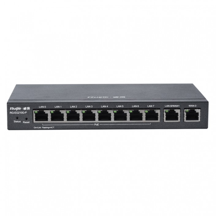 Router POE Ruijie Reyee RG-EG210G-P, 10 port, 10/100/1000Mbps, max. 80W, Cloud Managed