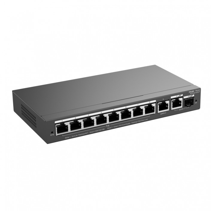 Коммутатор PoE Ruijie Reyee RG-ES210GS-P, 8xPoE, 2xUpLink, 1xSFP (combo), max. 120W, Cloud Managed Layer 2