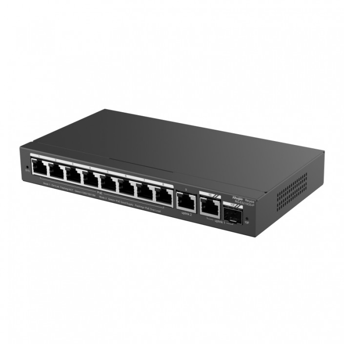 Коммутатор PoE Ruijie Reyee RG-ES210GS-P, 8xPoE, 2xUpLink, 1xSFP (combo), max. 120W, Cloud Managed Layer 2