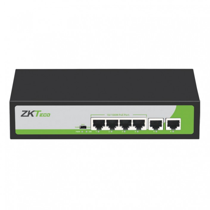 Switch POE ZKTeco PE042-55-C, 4xPOE, 2xLAN Uplink, max. 60W