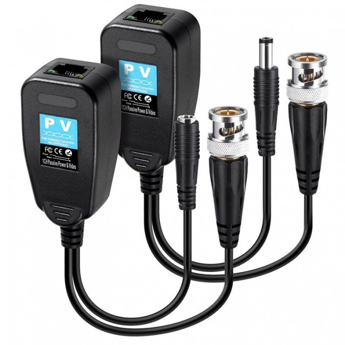 Video balun pasiv PV-8MP, BNC-RJ45, CVI, AHD, TVI, CVBS (KIT)