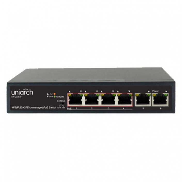 Switch POE Uniarch SW-2106-P, 4xPOE, 2xLAN, max. 65W, up to 250m