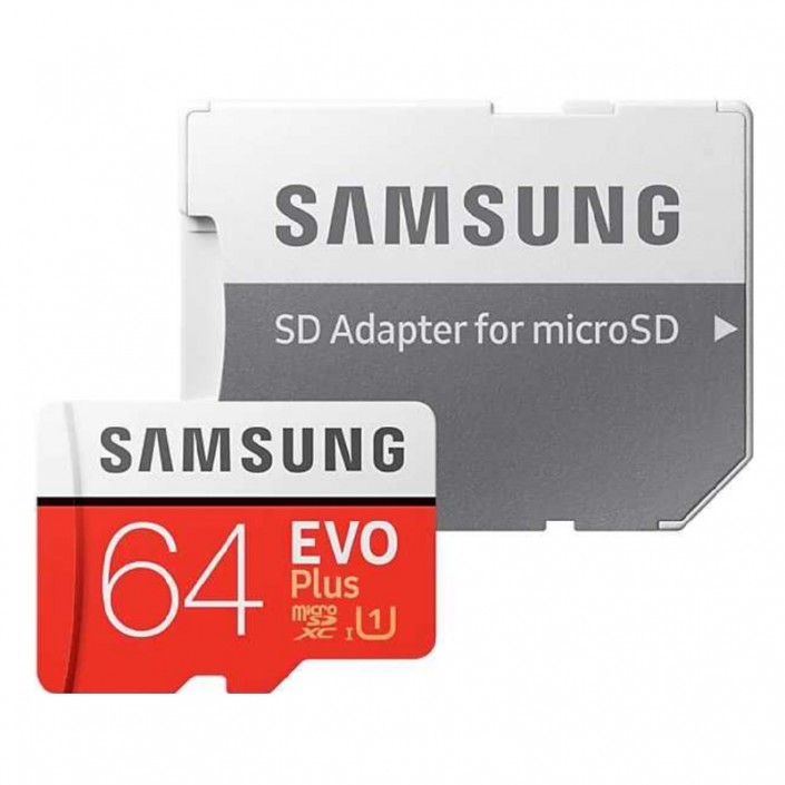Card de memorie MicroSD+SD Adapter Samsung EVO Plus MB-MC64HA, 64Gb, Class 10 UHS-I (U1), (R/W:100/20MB/s)