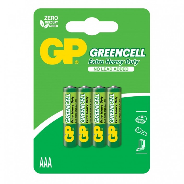 Baterii GP Batteries Greencell AAA 24G U4, Zinc Chloride, 1.5V, 600mAh, 4 Pcs.