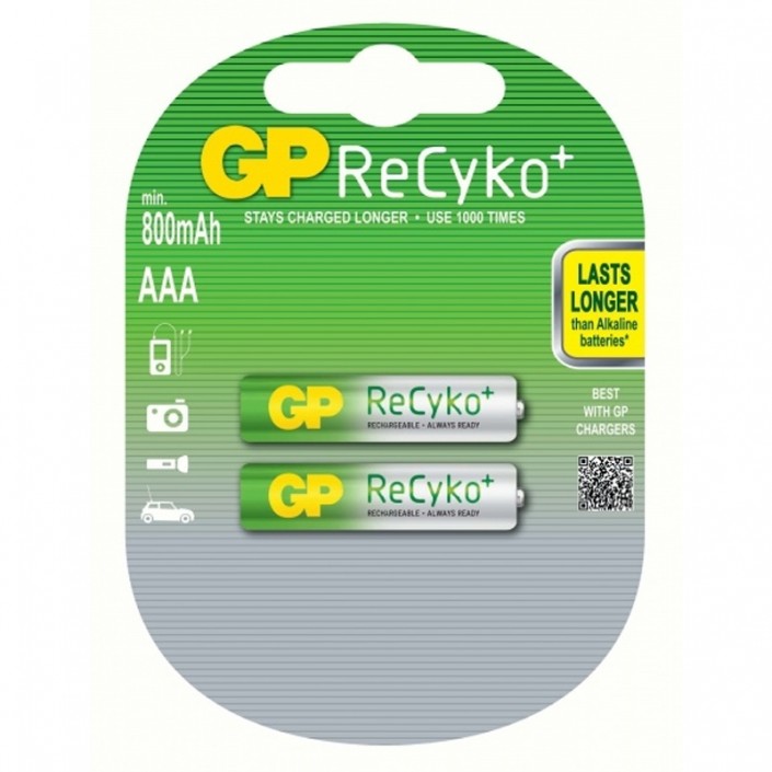 Baterii reincarcabile GP ReCyKo AAA 85AAAHCB, 1.2V, 850mAh, 1000 Cycles, 2 Pcs.