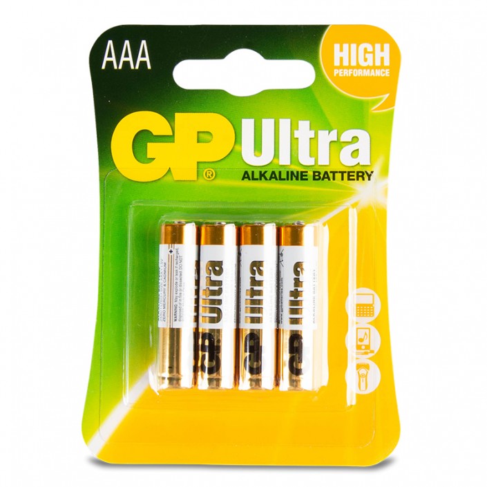 Baterii GP Batteries Ultra Plus Alkaline AAA 24AU U4 LR03, Alkaline, 1.5V, 4 Pcs.