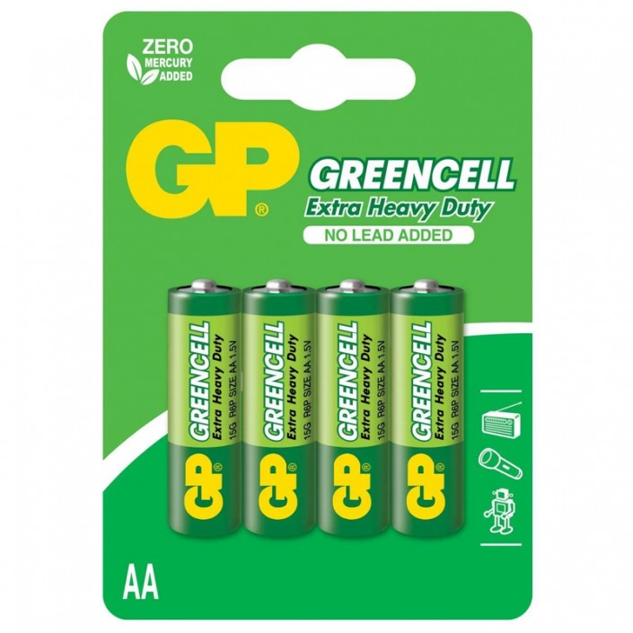 Baterii GP Batteries Greencell AA 15G U4, Carbon Zinc, 1.5V, 4 Pcs.