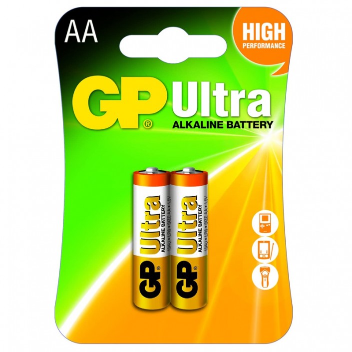 Baterii GP Batteries Ultra Alkaline AA 15AU U2, Alkaline, 1.5V, 3100mAh, 2 Pcs.